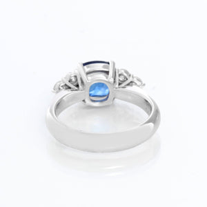 Platinum Sapphire and Diamond Ring Size 7 1/4