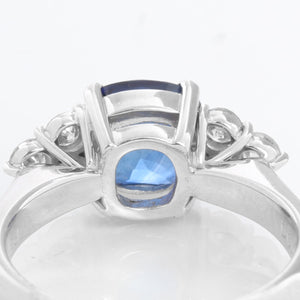 Platinum Sapphire and Diamond Ring Size 7 1/4