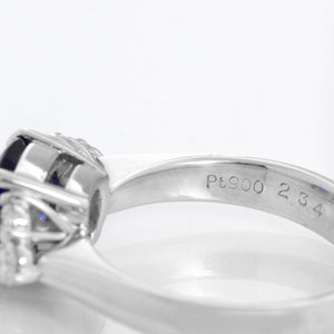 Platinum Sapphire and Diamond Ring Size 7 1/4