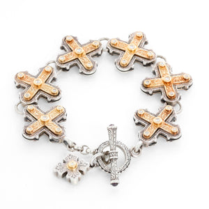 Konstantino Sterling Silver And 18k Yellow Gold Cross Bracelet