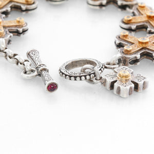 Konstantino Sterling Silver And 18k Yellow Gold Cross Bracelet
