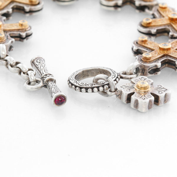 Konstantino Sterling Silver And 18k Yellow Gold Cross Bracelet