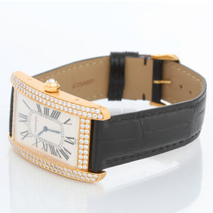 Cartier Tank Americaine Large 18k Yellow Gold & Diamond Watch Ref 1735