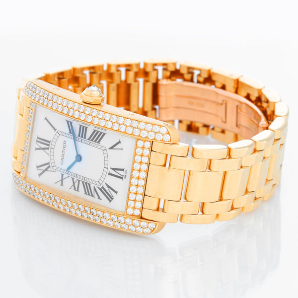Cartier Tank Americaine 18k Yellow Gold & Diamond  Large Watch Ref 1735