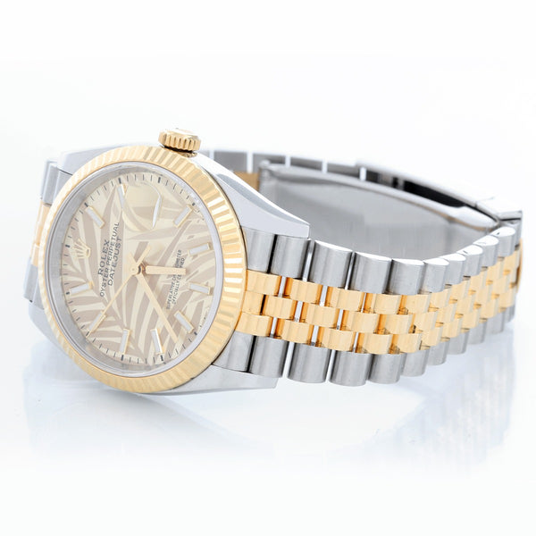 Rolex Datejust Men's 2-Tone 126233 Watch Palm Motif Dial