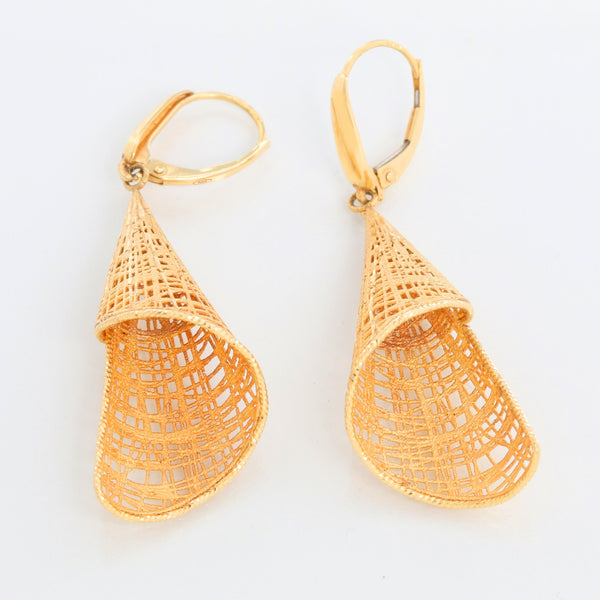 14K Yellow Gold Woven Twirl Earrings