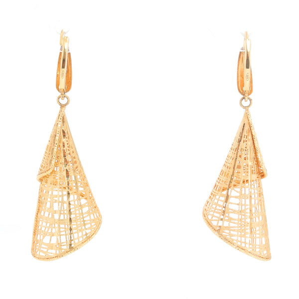 14K Yellow Gold Woven Twirl Earrings