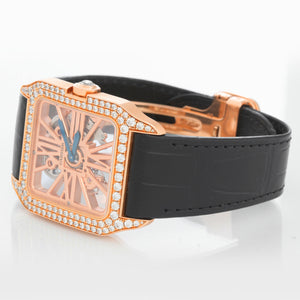 Cartier Santos Dumont Skeleton Rose Gold Diamond Watch HPI00587