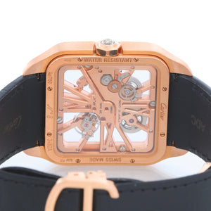 Cartier Santos Dumont Skeleton Rose Gold Diamond Watch HPI00587