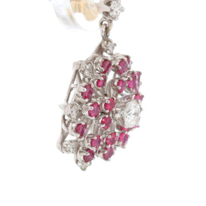 Vintage 14K White Gold Ruby & Diamond Earrings 3.5 ct