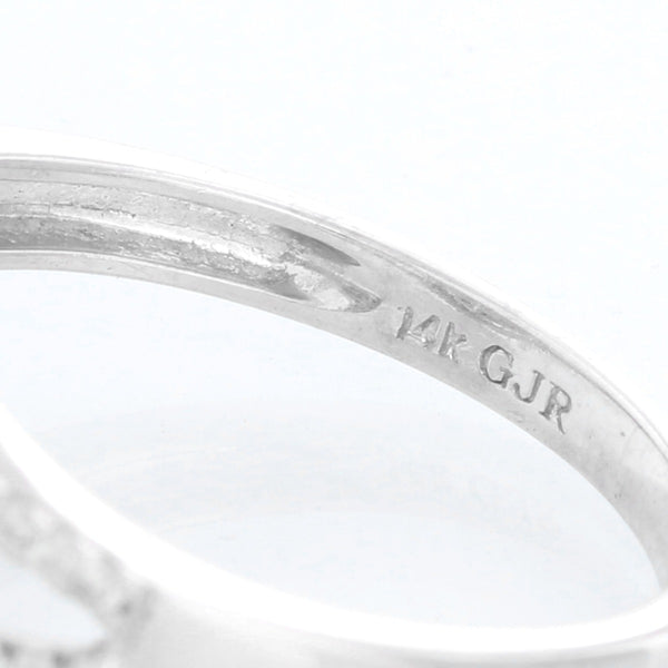 Garnet and Diamond 14K White Gold Ring Size 7 1/5