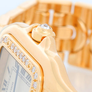 Cartier Panther Ladies 18k Yellow Gold Diamond Art Deco Watch 1280