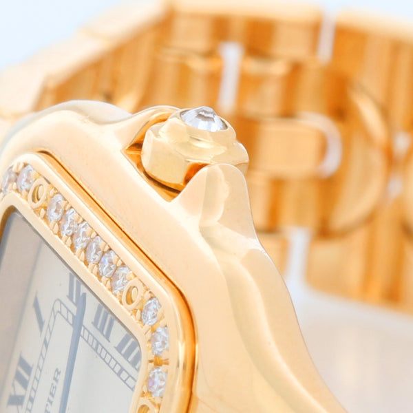 Cartier Panther Ladies 18k Yellow Gold Diamond Art Deco Watch 1280