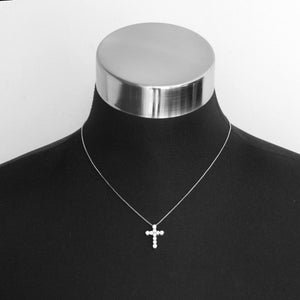 18K White Gold Diamond Cross Necklace