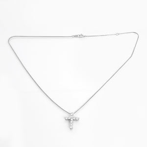 18K White Gold Diamond Cross Necklace