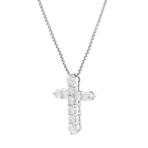 18K White Gold Diamond Cross Necklace  