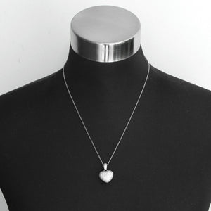 18K White Gold Pave Diamond Heart Necklace