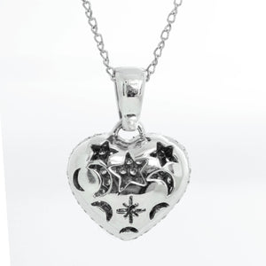 18K White Gold Pave Diamond Heart Necklace