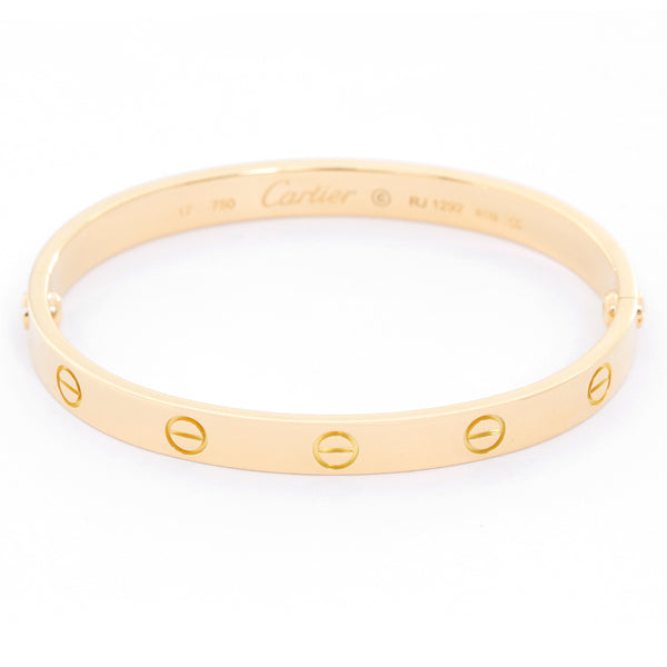 Cartier Love Bracelet 18k Yellow Gold Size 17 with Screwdriver
