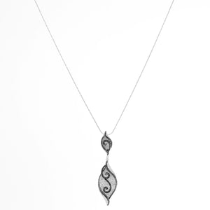 Natalie K 14K White Gold Black & White Diamond Pendant
