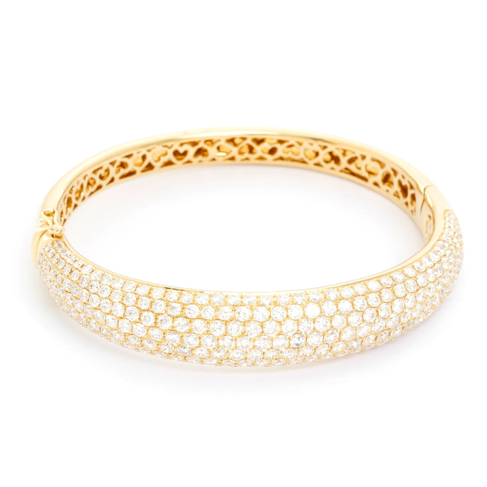 18K Yellow Gold Hinged Diamond Bangle