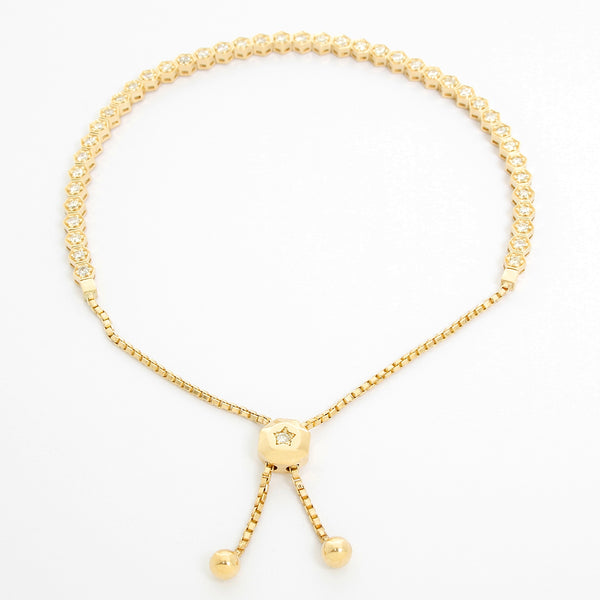 Chic 14K Yellow Gold Bolo Tennis Bracelet