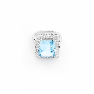 Aquamarine and Diamond Ring Size 7.5