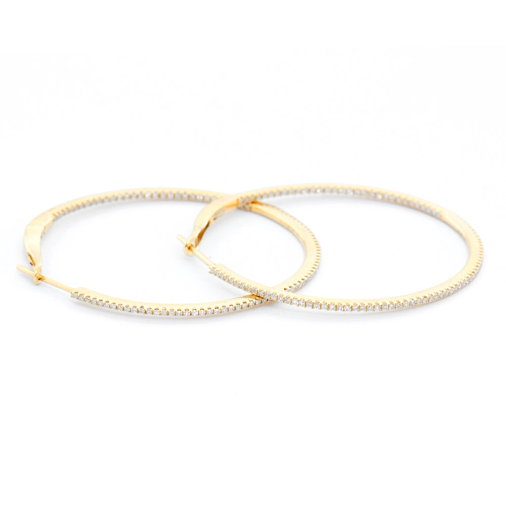 14K Yellow Gold Round Inside Out Hoops