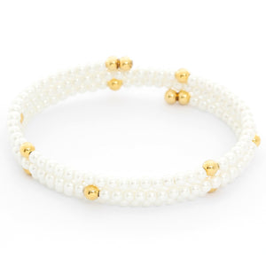 White Pearl Glass Bead Bracelet