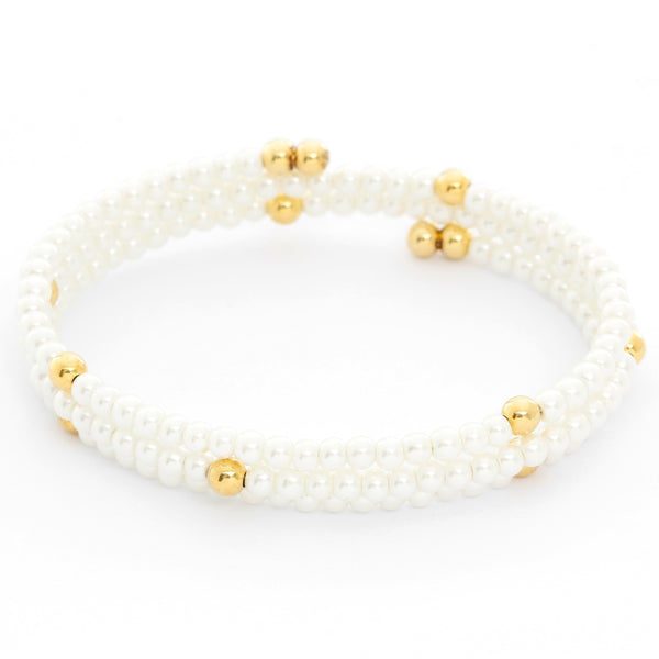 White Pearl Glass Bead Bracelet