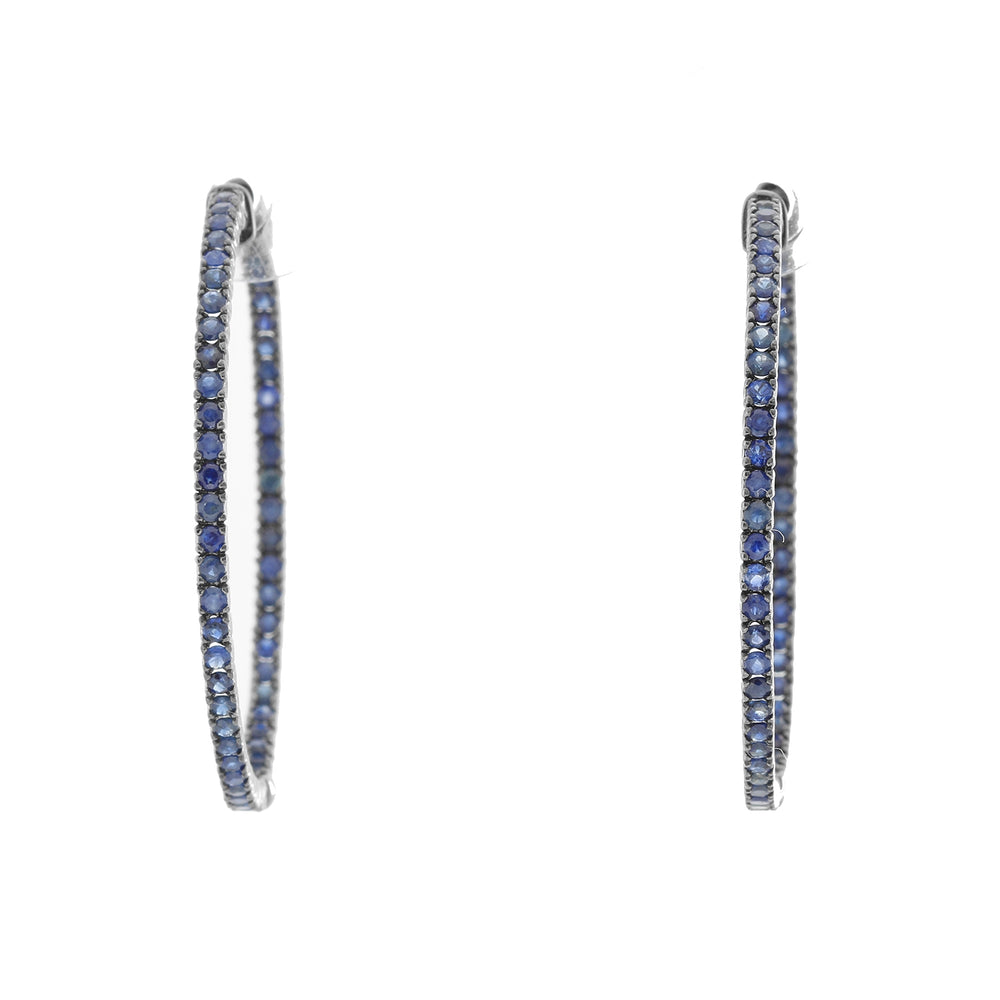 Sapphire Silver Inside Out Hoops