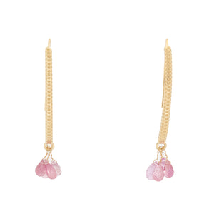 18K Yellow Gold and Pink Sapphire Briolette Earrings