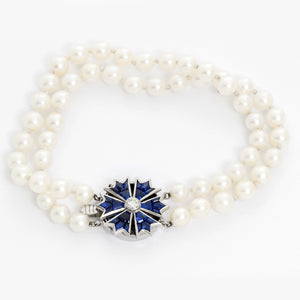 Two-strand Pearl & Sapphire Bracelet