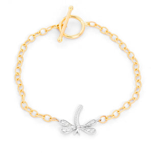 Diamond & Gold Dragonfly Bracelet