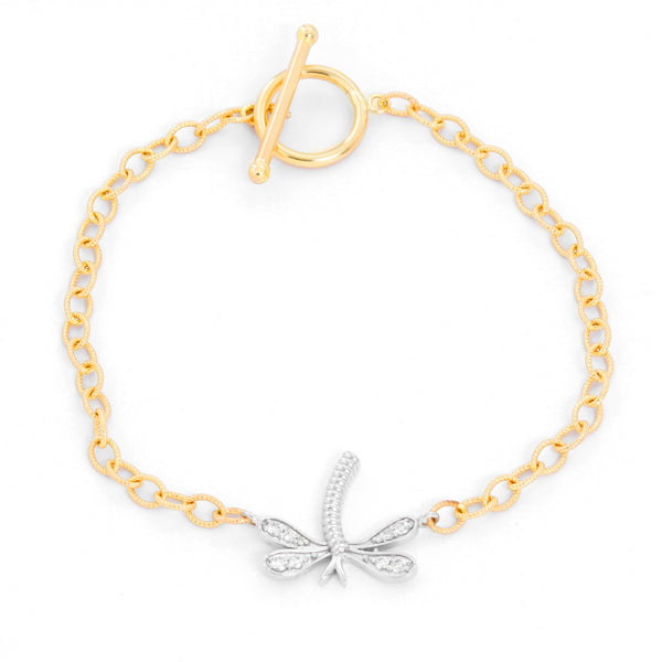 Diamond & Gold Dragonfly Bracelet