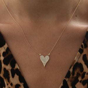 18K Yellow Gold Diamond Heart Necklace