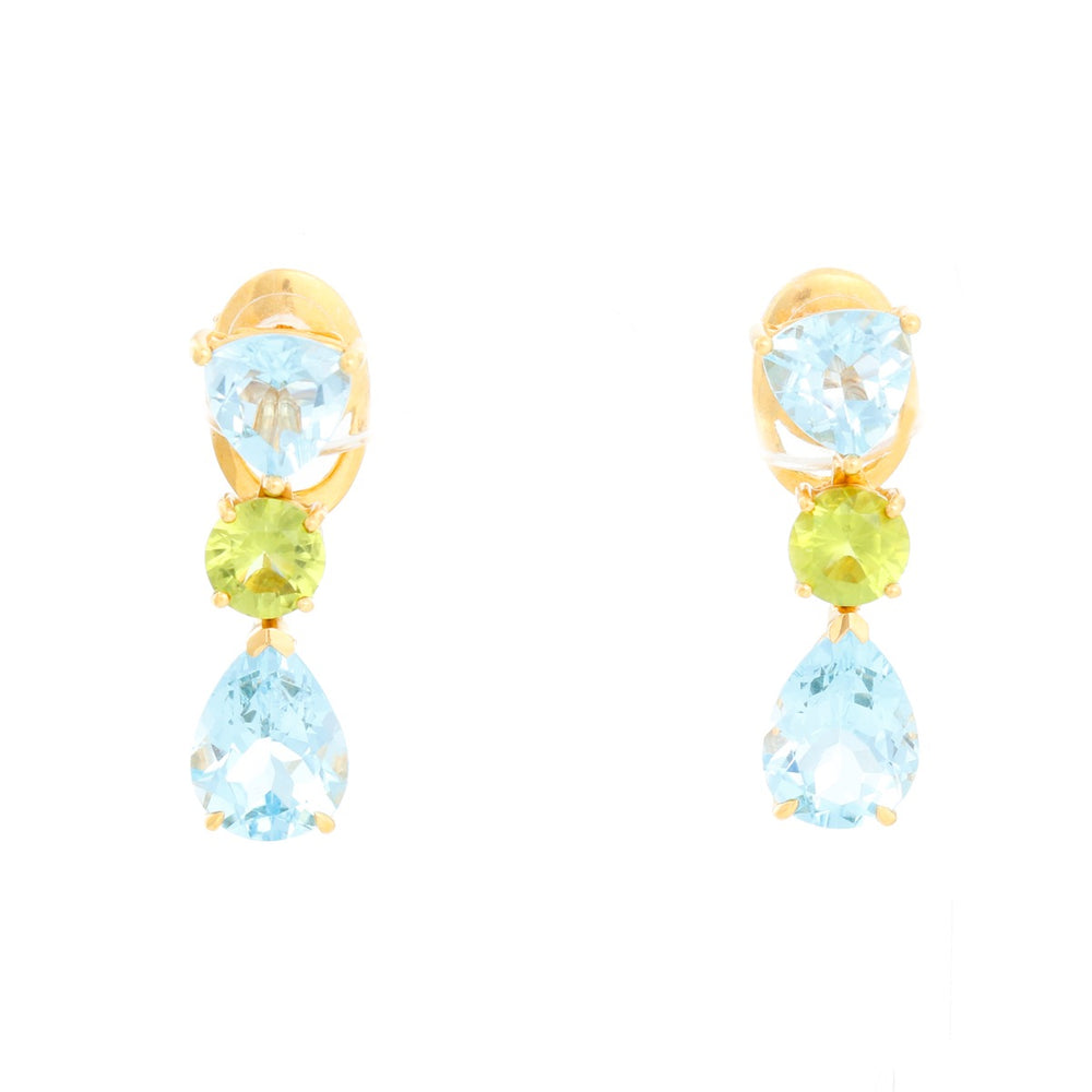 Suarez 18K Yellow Gold Blue Topaz & Peridot Earrings