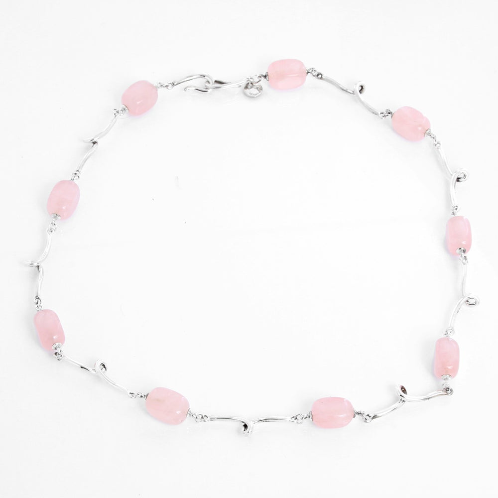 Tiffany & Co. Sterling Silver Rose Quartz Twirl Link Necklace