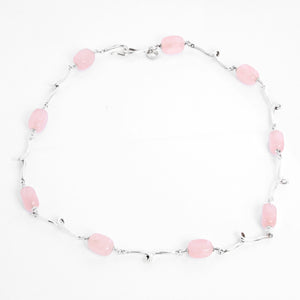 Tiffany & Co. Sterling Silver Rose Quartz Twirl Link Necklace