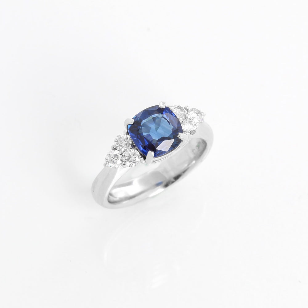Platinum Sapphire and Diamond Ring Size 7 1/4