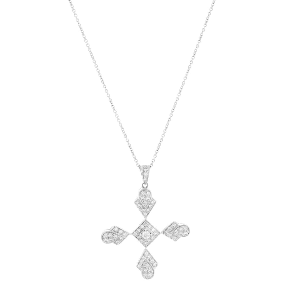Stunning Sue Gragg 18k White Gold Diamond Cross with Necklace