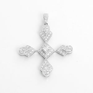 Stunning Sue Gragg 18k White Gold Diamond Cross with Necklace