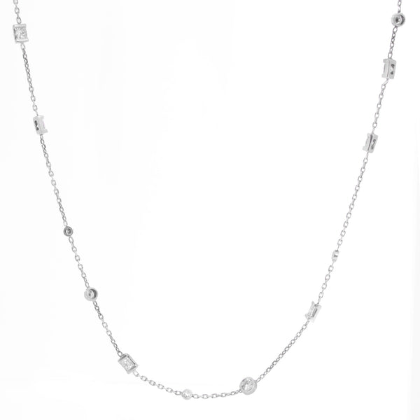 14K White Gold Diamond by the Yard Necklace