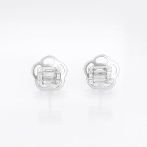 Zydo  Mosaic Illusion Set Emerald Shape Diamond Stud Earrings