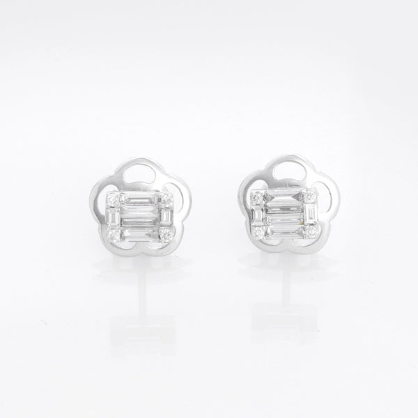 Zydo  Mosaic Illusion Set Emerald Shape Diamond Stud Earrings