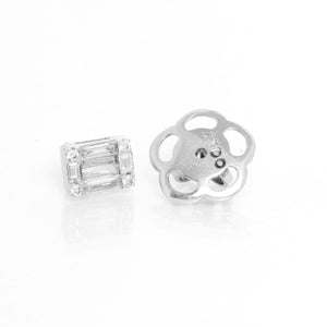 Zydo  Mosaic Illusion Set Emerald Shape Diamond Stud Earrings