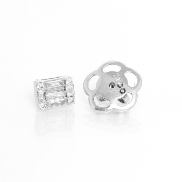 Zydo  Mosaic Illusion Set Emerald Shape Diamond Stud Earrings