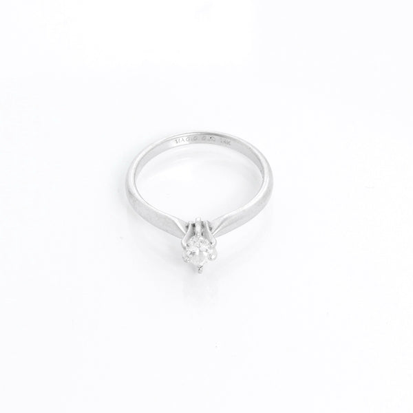 14K White Gold Marquise Magic Glo Kay Engagement Ring Size 7