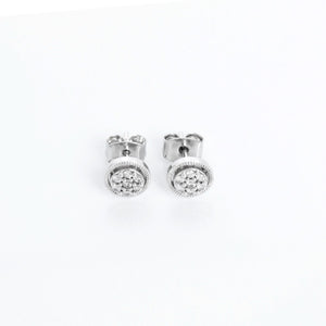 14K White gold Halo Pave Diamond Studs