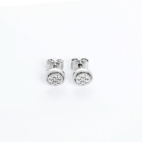 14K White gold Halo Pave Diamond Studs